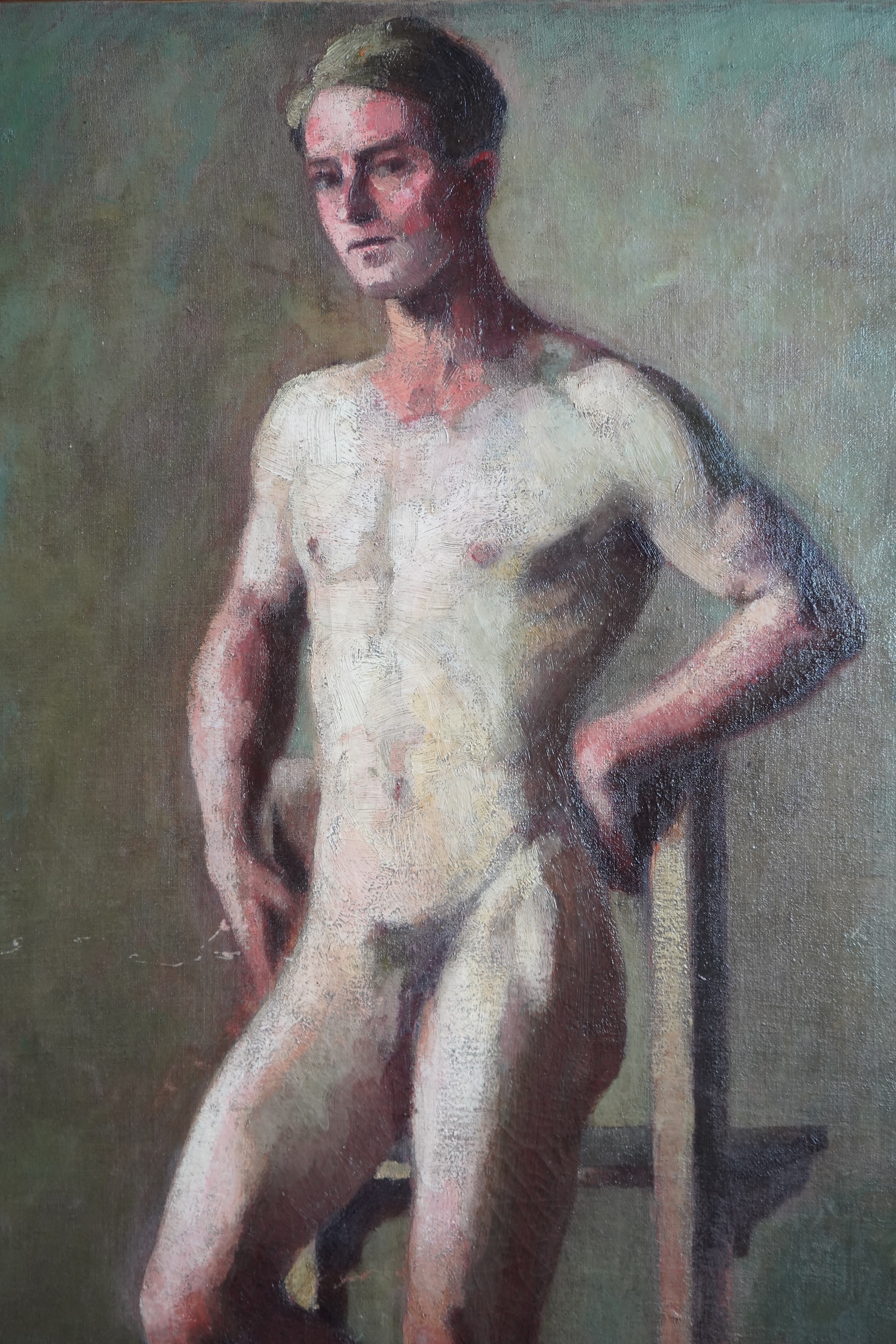 Alexis Marie Lahaye, French 1850-1914, Full-length nude study